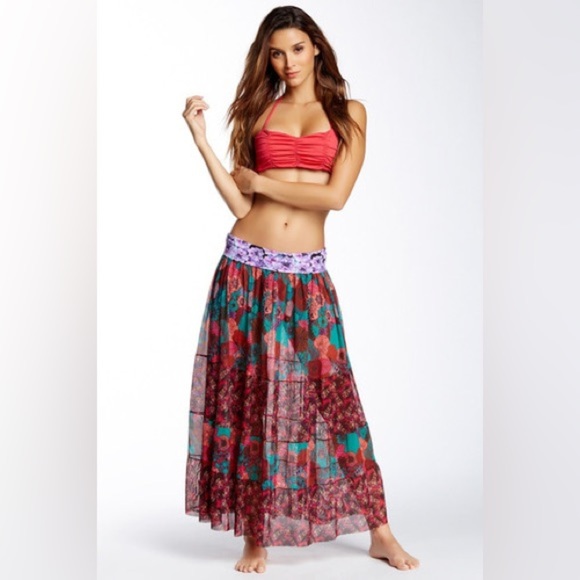 Maaji Tiered Gauze Maxi Skirt Sheer (15) - Picture 1 of 7